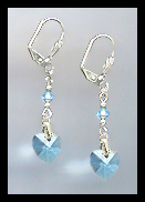 Aquamarine Crystal Heart Earrings
