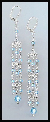 4" Aquamarine Crystal Chandelier Earrings Earrings