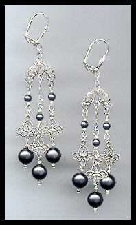 Black Pearl Chandelier Earrings