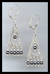 Deco Style Black Pearl Earrings