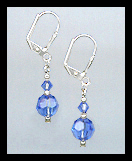 Tiny Silver Sapphire Blue Crystal Earrings