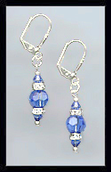 Silver Sapphire Blue Swarovski Rondelle Earrings