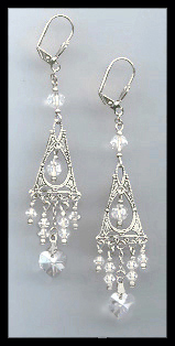 Clear Swarovski Heart Earrings