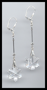 Long Clear Crystal Snowflake Earrings