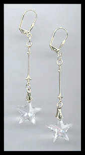 Long Clear Crystal Star Earrings