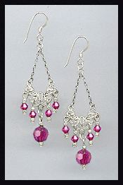 Fuchsia Pink Vintage Earrings