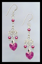 Tiny Fuchsia Pink Heart Earrings
