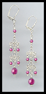 Fuchsia Pink Crystal Earrings