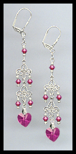 Fuchsia Pink Crystal Earrings