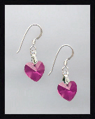 Mini Fuchsia Pink Crystal Heart Earrings