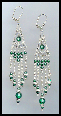 Long Emerald Green Crystal Chandelier Earrings
