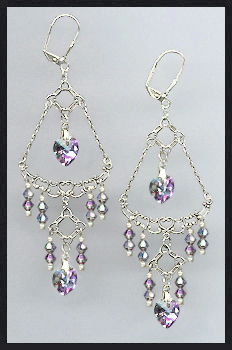 Swarovski Aurora Purple Crystal Heart Earrings