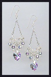 Aurora Purple Crystal Heart Earrings