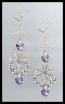 Swarovski Aurora Purple Heart Chandelier Earrings