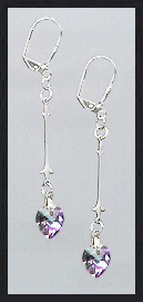Simple Aurora Purple Crystal Heart Earrings