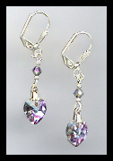 Aurora Purple Heart Drop Earrings