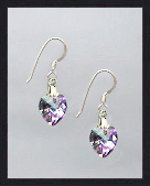 Mini Aurora Purple Crystal Heart Earrings