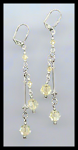 Silver Jonquil Yellow Crystal Drop Earrings