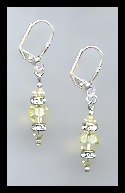 Silver Swarovski Jonquil Yellow Rondelle Earrings
