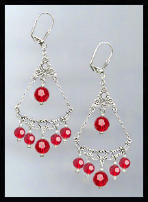 Cherry Red Crystal Earrings