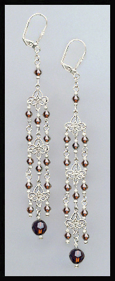 4" Mocca Brown Crystal Chandelier Earrings Earrings