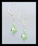 Short Swarovski Peridot Green Crystal Earrings