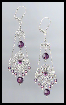Swarovski Amethyst Purple Chandelier Earrings