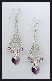 Amethyst Purple Heart Earrings