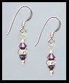 Mini Silver Amethyst Purple Crystal Rondelle Earrings
