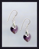 Tiny Purple Crystal Heart Earrings