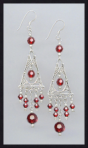 Ruby Red Deco Style Earrings