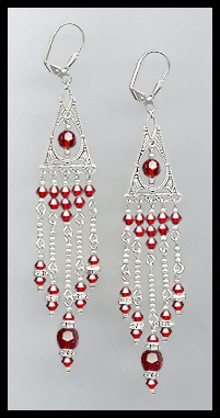 Ruby Red Crystal Chandelier Earrings