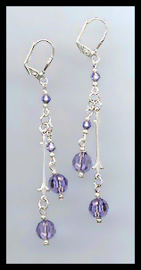 Silver Tanzanite Purple Crystal Drop Earrings