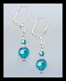 Short Swarovski Teal Blue Crystal Earrings