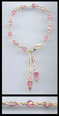 Gold Rose Pink Crystal Rondelle Bracelet